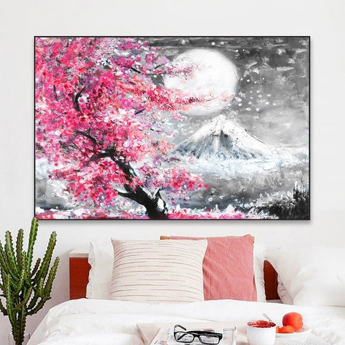 Japanese Sakura Cherry Blossom Tree - Canvas Wall Art Print | Bowlift