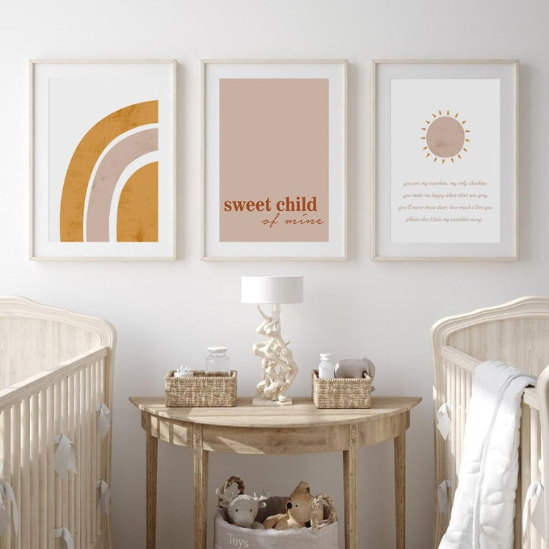 Sweet Child Of Mine Sun And Rainbow Nursery - Canvas Wall Art Print | Bowlift