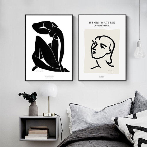 Vintage European Matisse Line Figure - Canvas Wall Art Print | Bowlift