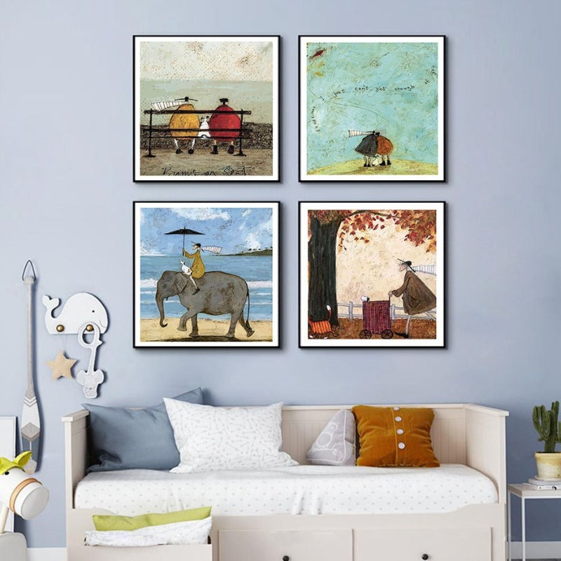 Vintage Nordic Abstract Landscape - Canvas Wall Art Print | Bowlift