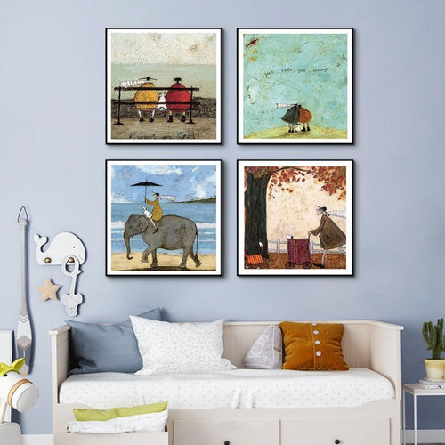 Vintage Nordic Abstract Landscape - Canvas Wall Art Print | Bowlift