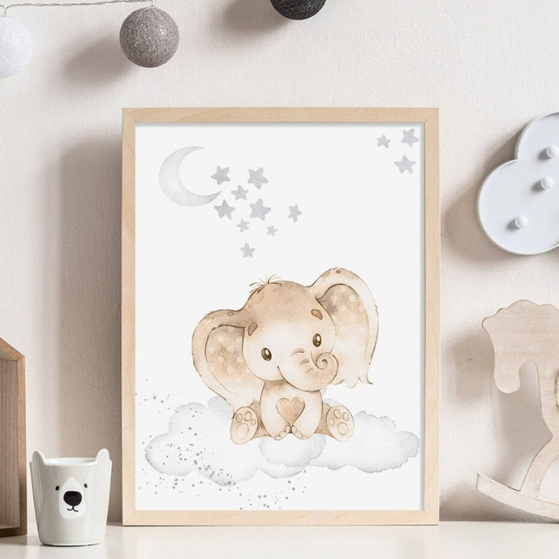Cute Cartoon African Animals Nursery - Canvas Wall Art Print | Bowlift