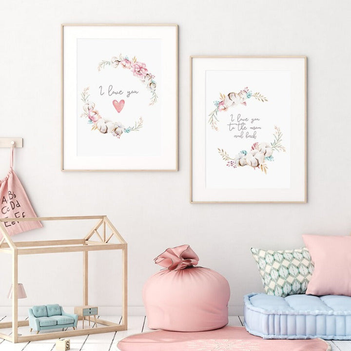 Loving Koala Mother & Baby Garland - Canvas Wall Art Print | Bowlift
