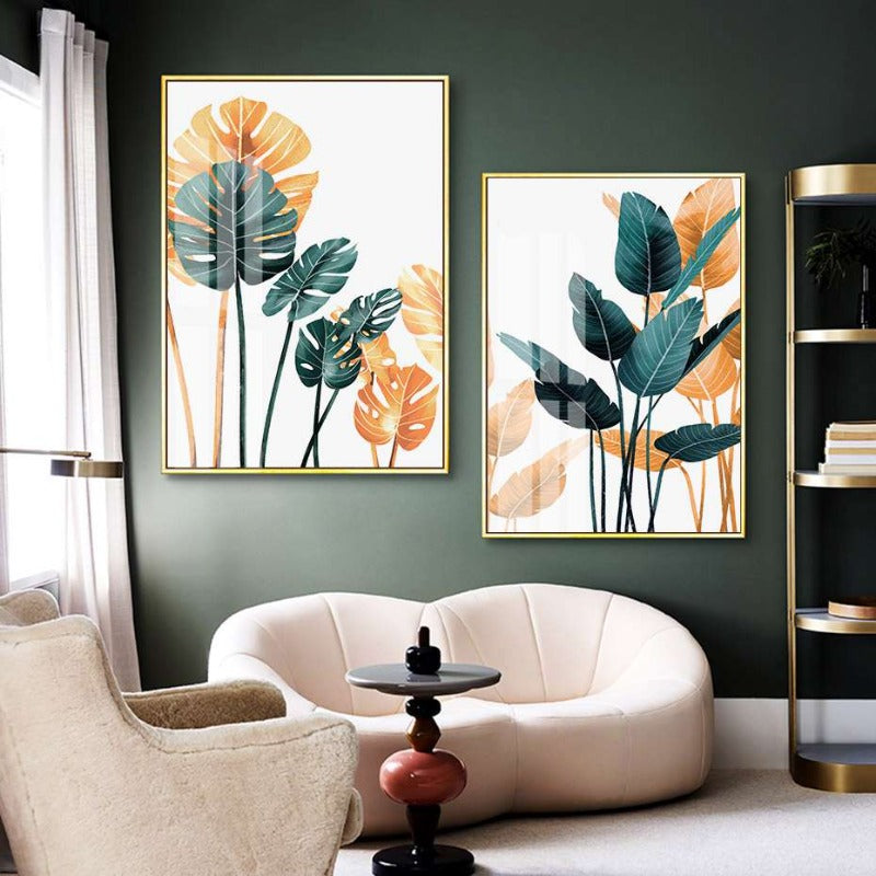 Modern Tropical Palm Tree Leaves - Canvas Wall Art Print | Bowlift