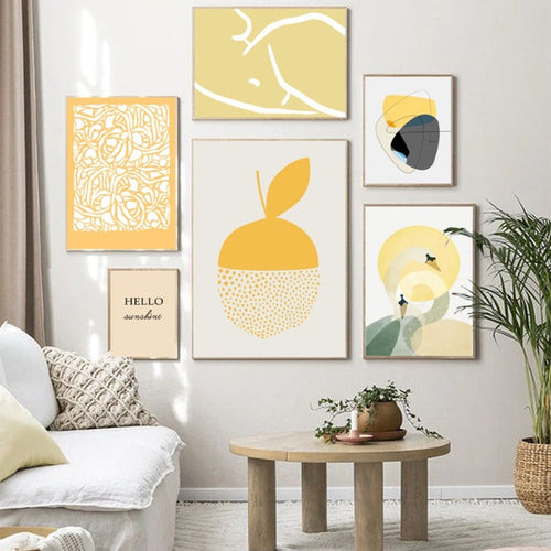 Trendy Abstract Yellow Graphic Designs  - Canvas Wall Art Print | Bowlift