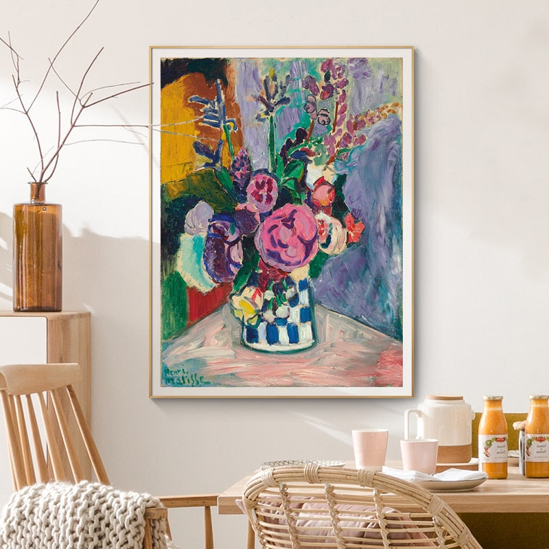 Vintage Matisse Peonies Flower - Canvas Wall Art Print | Bowlift