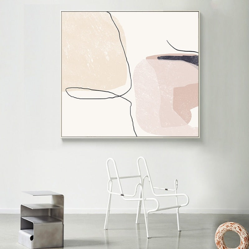 Abstract Beige Marble Geometric Shapes - Canvas Wall Art Print | Bowlift