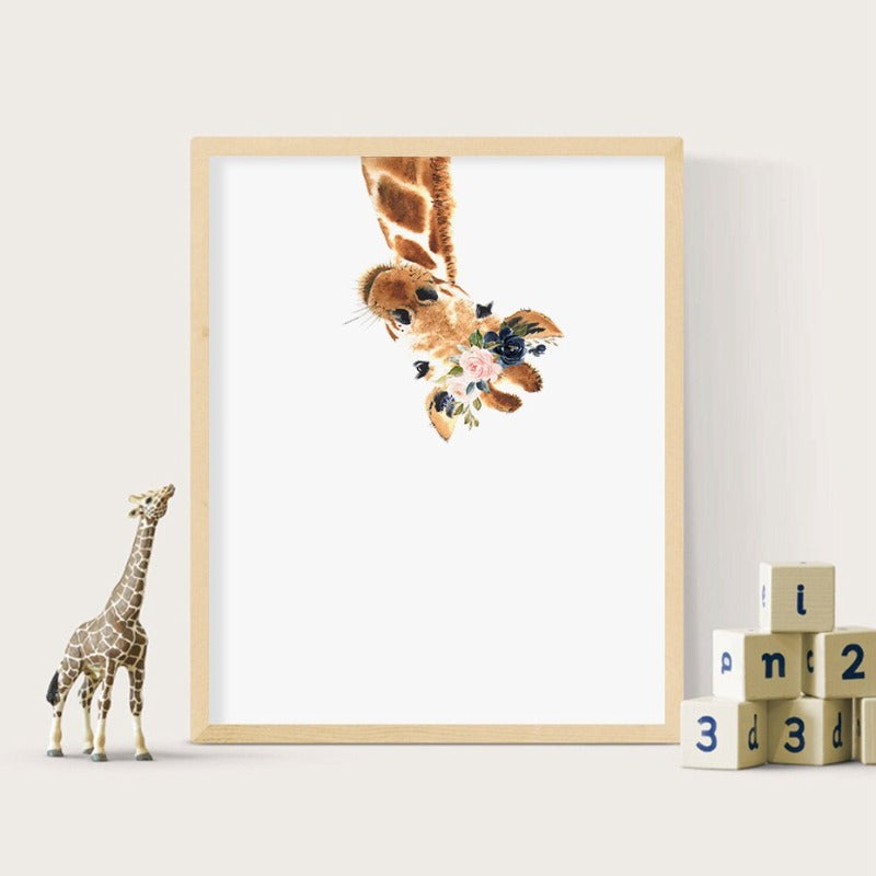 Cute Giraffe Dream Watercolor - Canvas Wall Art Print | Bowlift