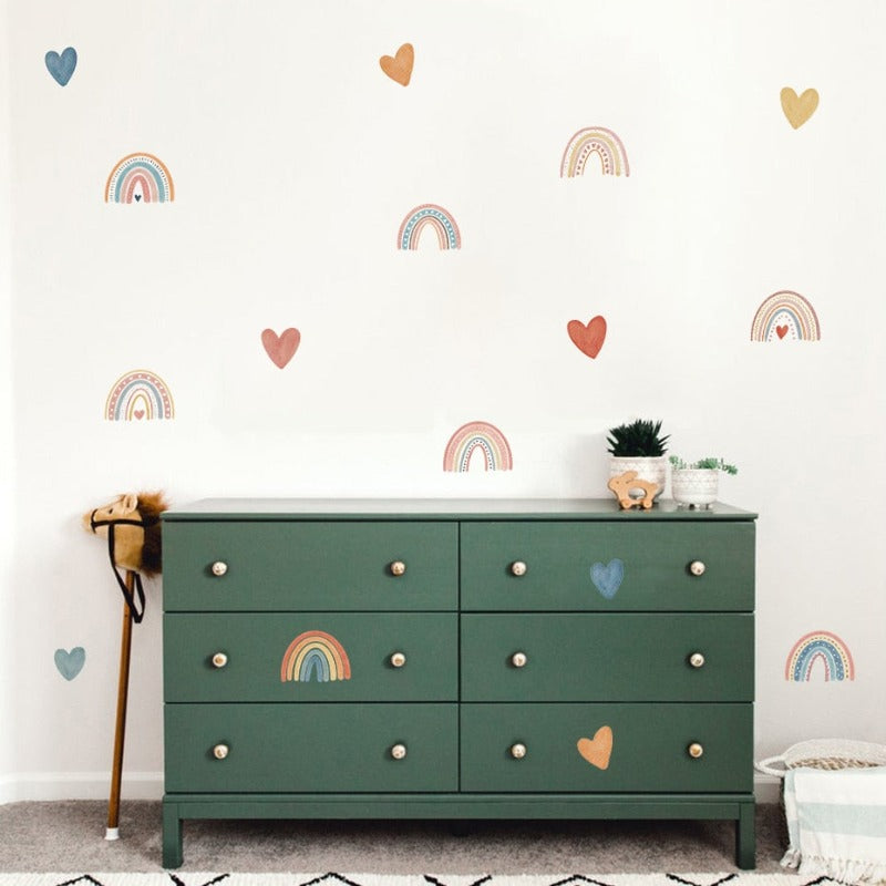 Cute Colorful Rainbow Heart - Removable Wall Decal | Bowlift