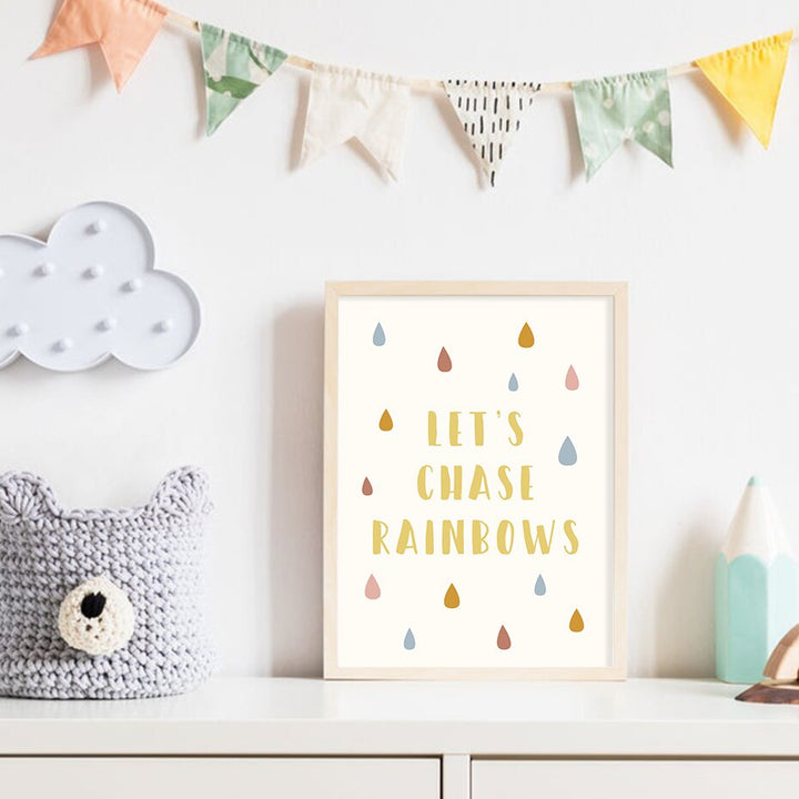 Let's Chase Rainbows Kids - Canvas Wall Art Print | Bowlift