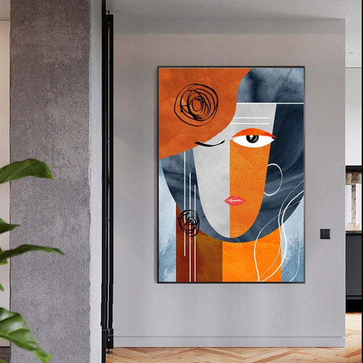 Modern Abstract Geometric Faces - Canvas Wall Art Print | Bowlift