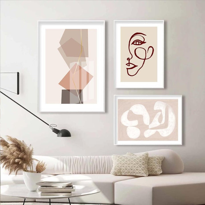 Modern Neutral Abstract Line Art  - Canvas Wall Art Print | Bowlift