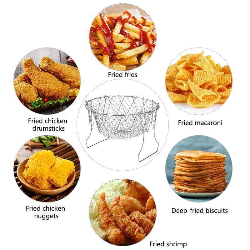 BowLift | Multifunctional Stainless Steel Folding Deep Fry Drainer Basket