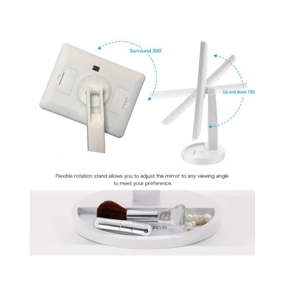 Makeup mirror with LED light and touch screen | Bowlift