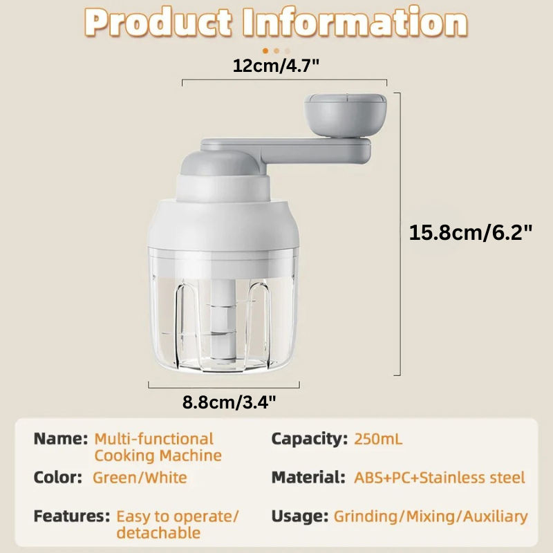 Manual Meat Mincer and Garlic Chopper Hand Pull Food Processor | Bowlift
