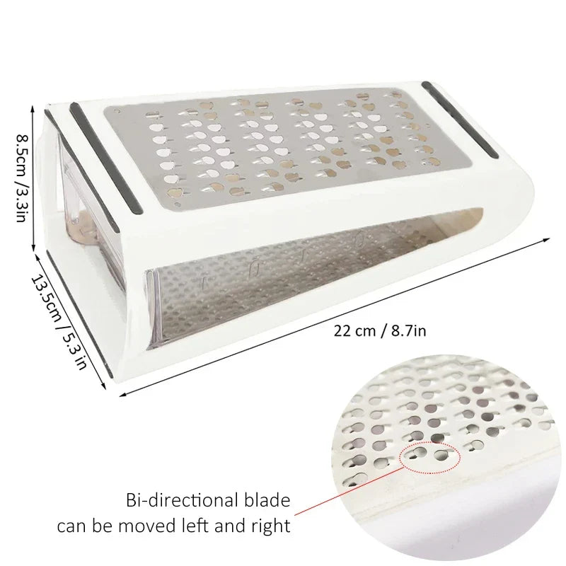 Manual Multi-Function Stainless Steel Grater with Double-Sided Blade | Bowlift