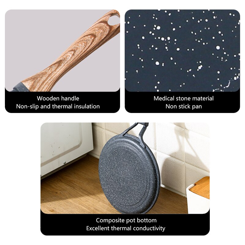 Medical Stone Frying Pan Non-stick Cast Iron Pancake Pan Omelet Pot | Bowlift