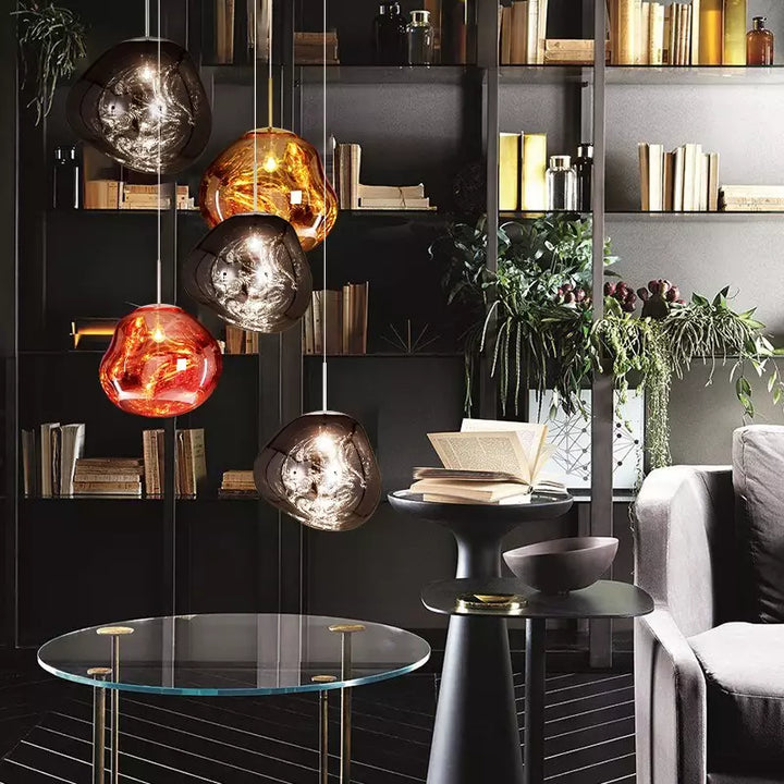 BowLift | Artistic Hanging Lamp of Melted Glass Modern and Elegant Lighting for Interior