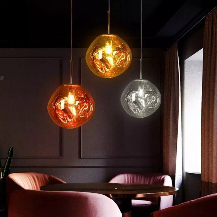 BowLift | Artistic Hanging Lamp of Melted Glass Modern and Elegant Lighting for Interior