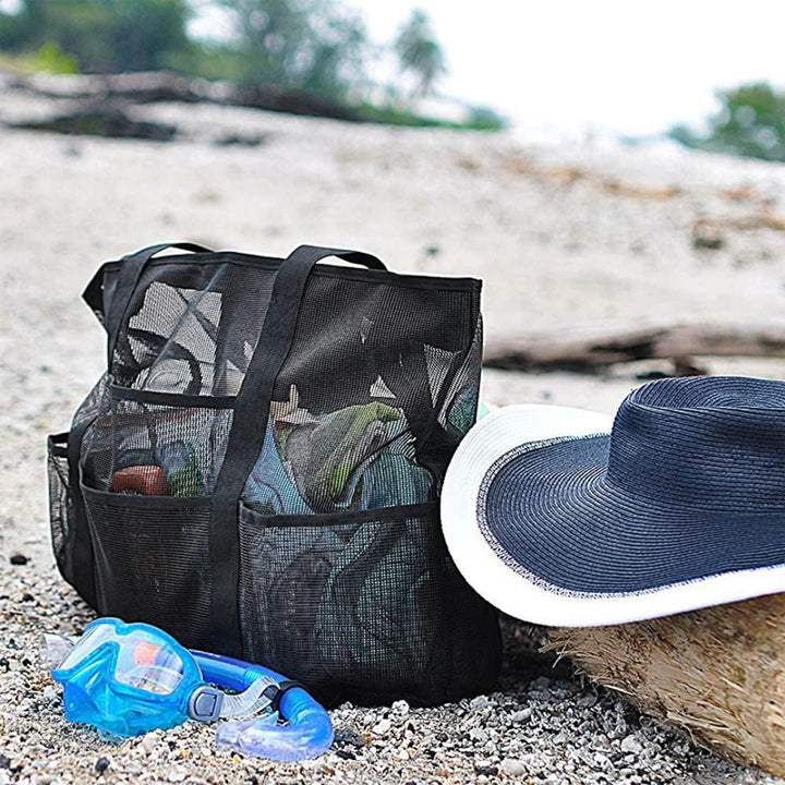 Foldable Mesh Beach Tote with 9 Pockets for Family Days | Bowlift