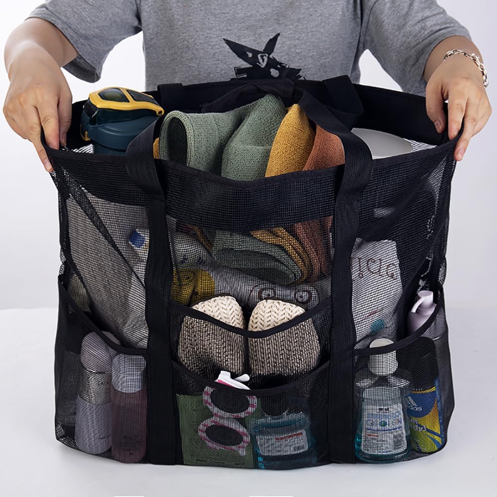 Foldable Mesh Beach Tote with 9 Pockets for Family Days | Bowlift