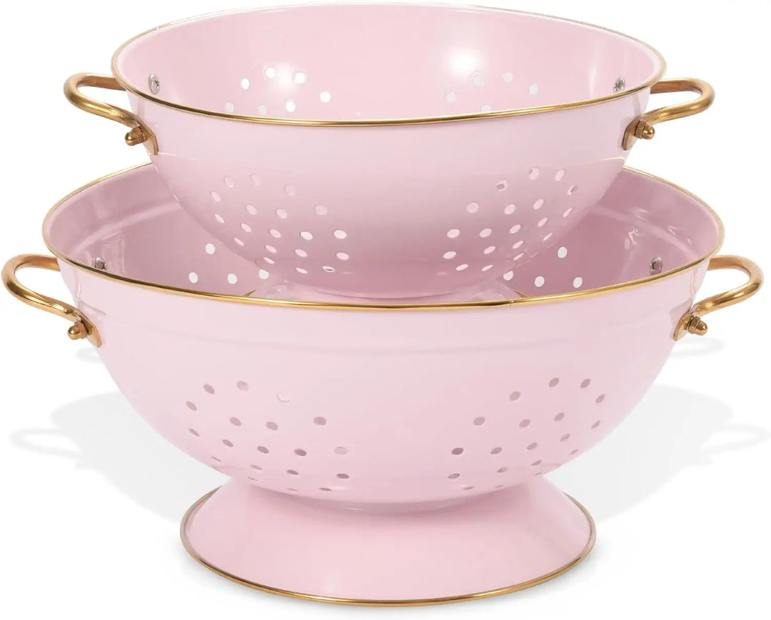 Metal Colander Strainer Baskets with Handles and Solid Base Set of 2 | Bowlift