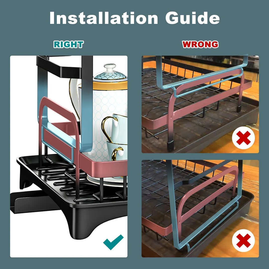 Metal Dish Drainer Rack with Utensil Holder and Dashboard Organizer | Bowlift