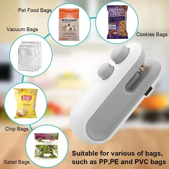 Mini Bag Sealer Rechargeable Heat Sealer with Cutter Portable Sealer | Bowlift