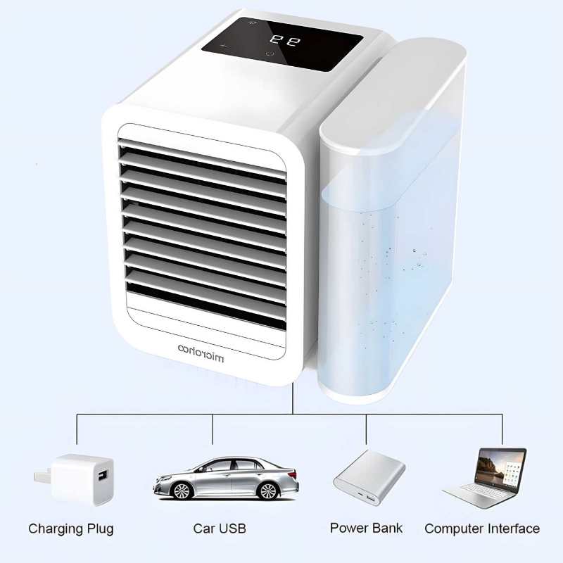 MicroCool Mini Air Conditioner Portable Evaporative Swamp Cooler with 1000ml Water Tank | Bowlift