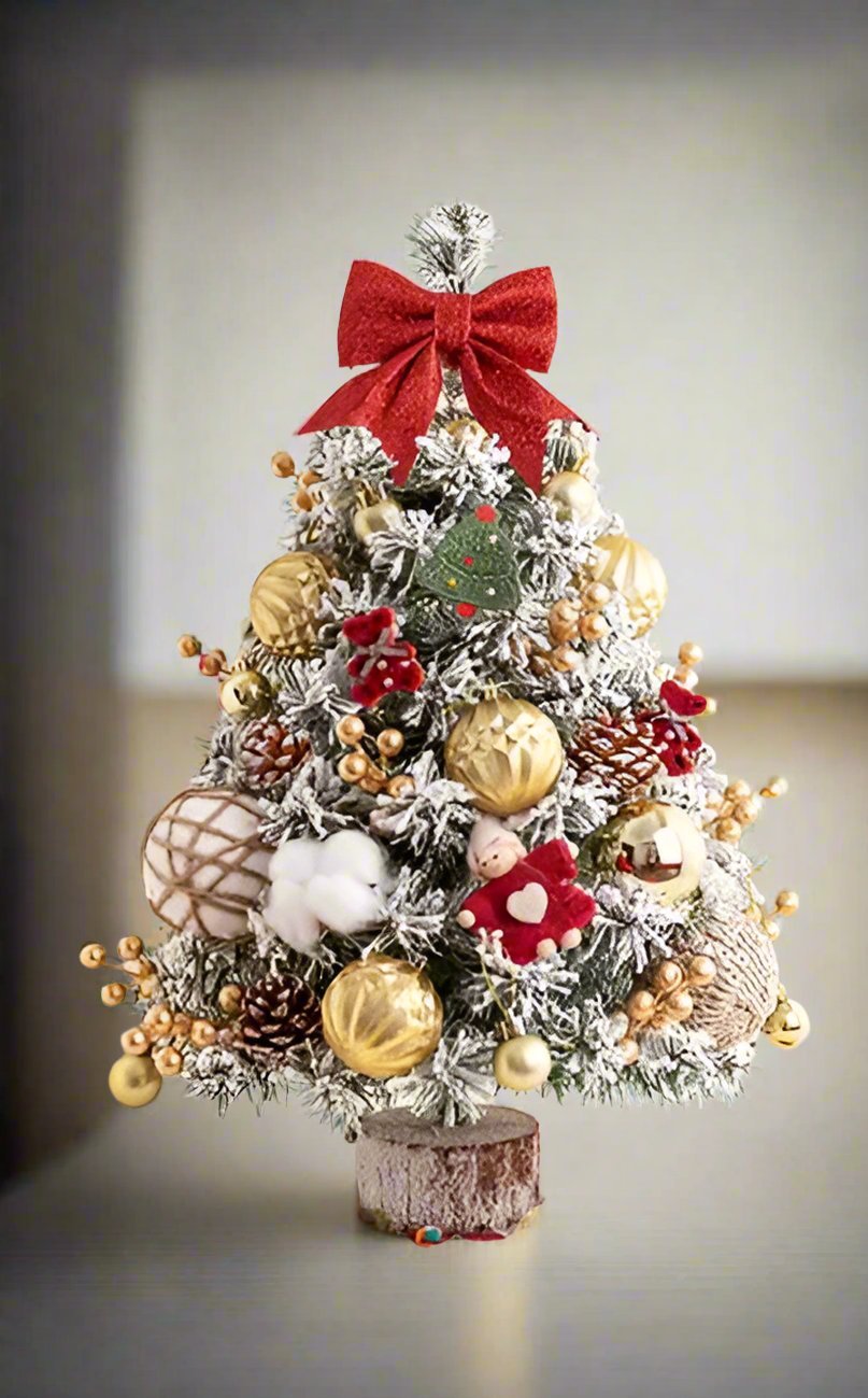 BowLift | Mini Tabletop Christmas Tree with LED Lights – 45CM Festive Decor for Home, Office & Parties