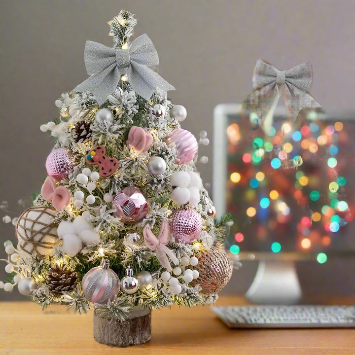 BowLift | Mini Tabletop Christmas Tree with LED Lights – 45CM Festive Decor for Home, Office & Parties