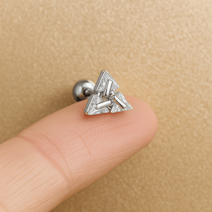 BowLift | AXIS – Silver Triangle Studs for a Modern, Chic Look