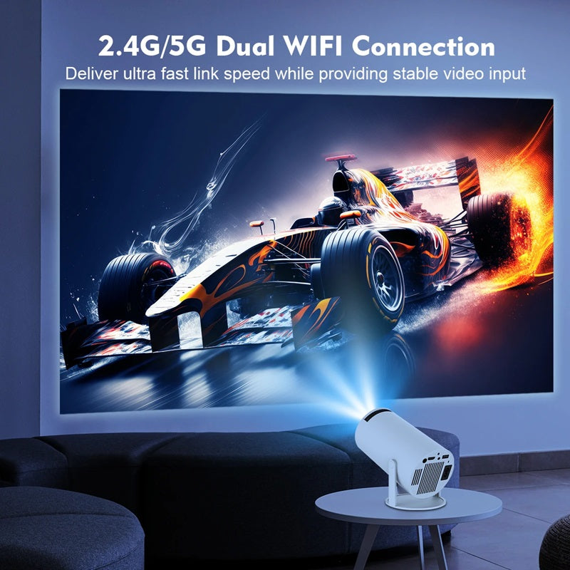 BowLift | Smart 4K Mini Projector with Dual WiFi and Bluetooth Connectivity