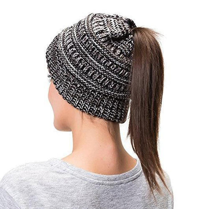 BowLift | Women’s Soft Knit Ponytail Beanie – Casual Winter Hat