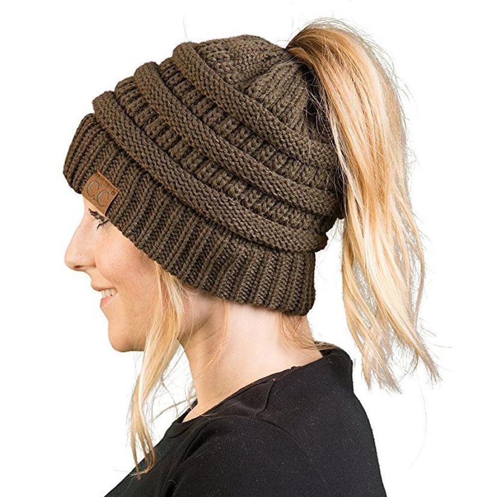 BowLift | Women’s Soft Knit Ponytail Beanie – Casual Winter Hat