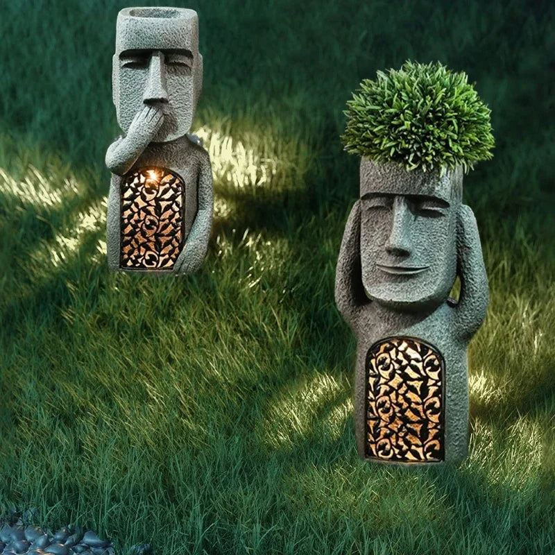 BowLift | MoaiGlow Easter Island Planter Statue with LED Light