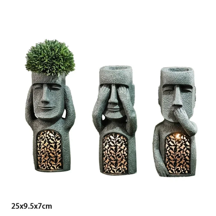 BowLift | MoaiGlow Easter Island Planter Statue with LED Light