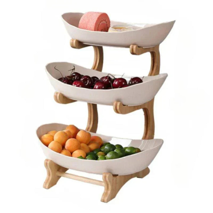 BowLift | BambuNest – Modern Bamboo Fruit Basket with Removable Trays & Multi-Tier Design