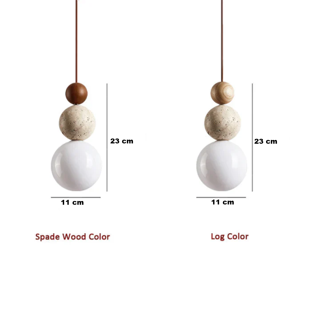 BowLift | Modern Travertine and Mahogany Pendant Light - NaturaLuxe