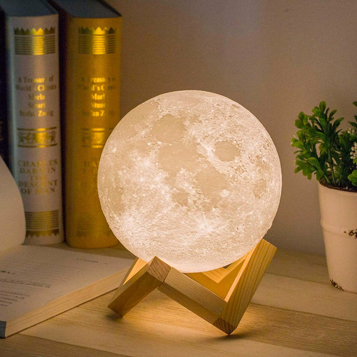 BowLift | LunarGlow - 16 Colors Moon Lamp with Remote Control and Wooden Stand for Sleep Comfort and Atmosphere