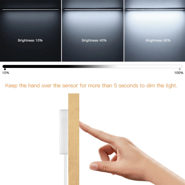 Motion Touch Sensor LED Lights Wireless Light Penetrable Wood Aluminum Bar | Bowlift