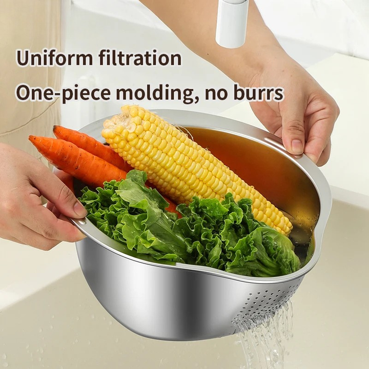Multi-Function Stainless Steel Strainer Bowl and Draining Colander | Bowlift