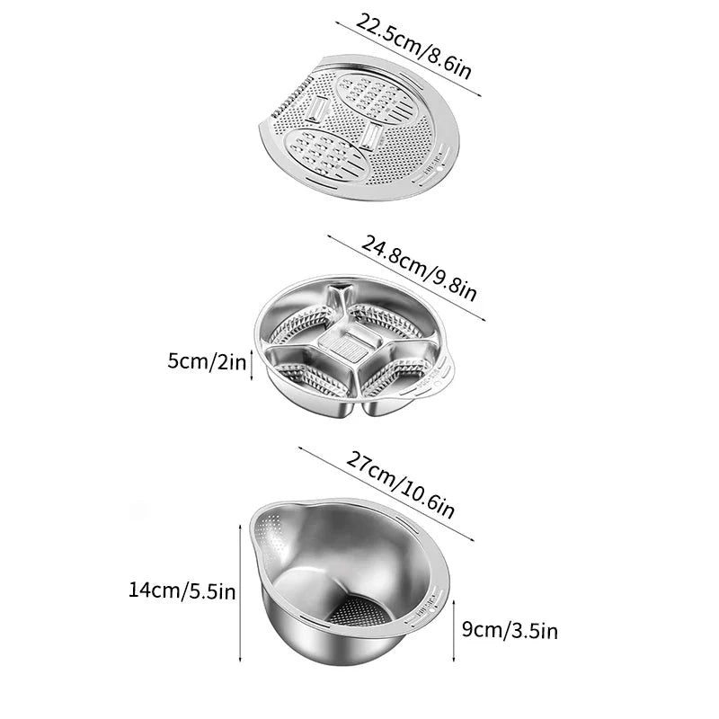 Multi-Function Stainless Steel Strainer Bowl and Draining Colander | Bowlift