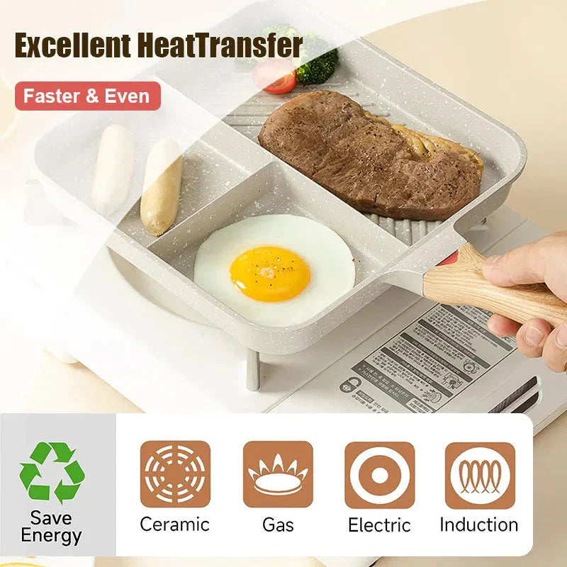 Multipurpose 3 in 1 Breakfast Skillets Cooking Pots 9inch Nonstick Pan | Bowlift