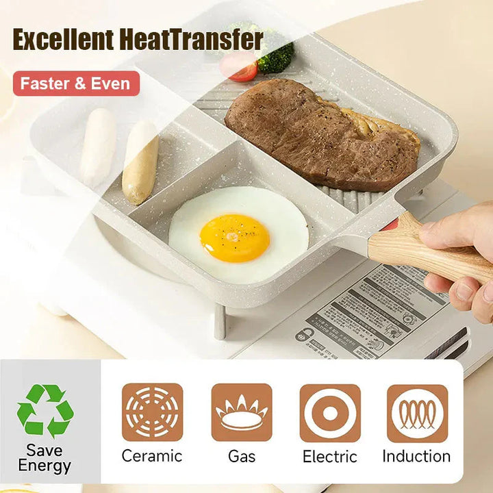 Multipurpose 3 in 1 Breakfast Skillets Cooking Pots 9inch Nonstick Pan | Bowlift
