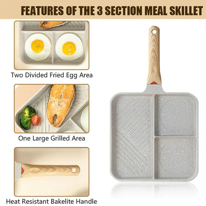Multipurpose 3 in 1 Breakfast Skillets Cooking Pots 9inch Nonstick Pan | Bowlift