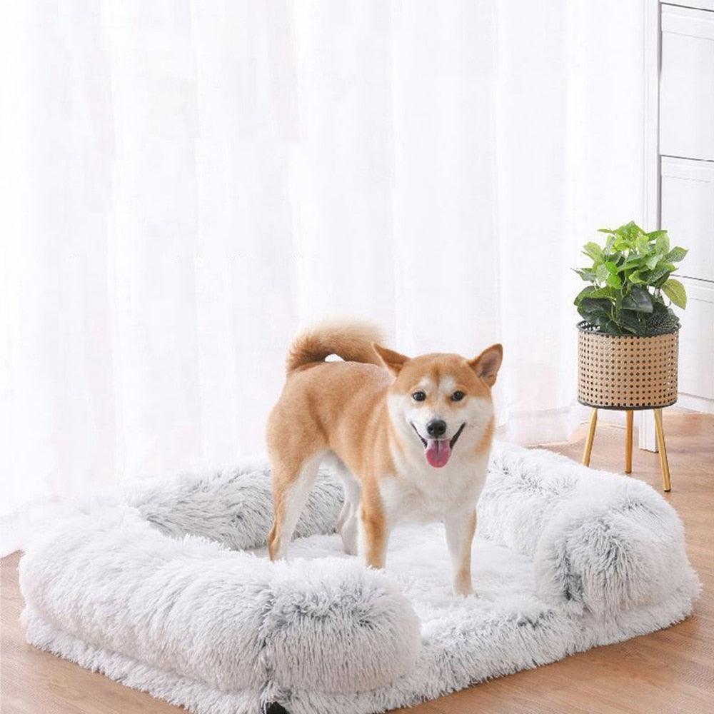 BowLift | Luxury Fluffy Dog Bed with Washable Cover – Gray