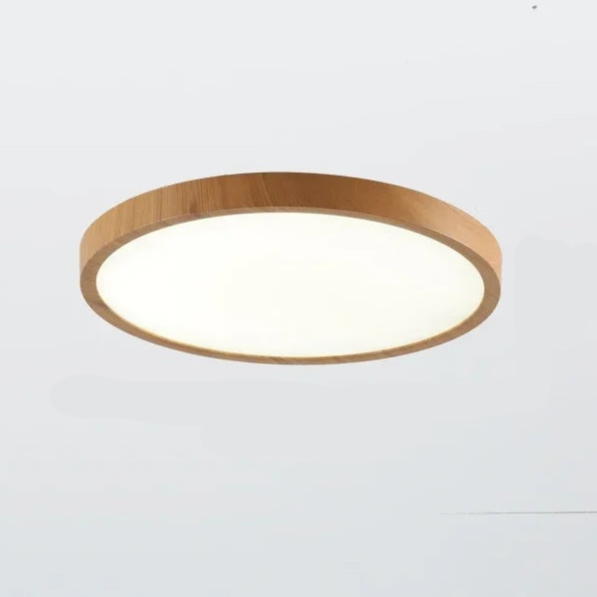 BowLift | Modern Circular Ceiling Lamp with Adjustable LED Lighting in Warm Walnut Color for Living Room and Bedroom
