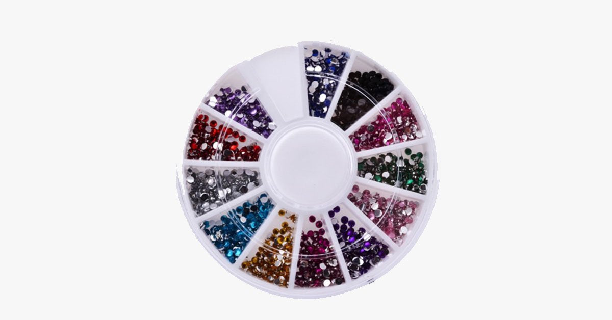 BowLift | 2400 pieces of rhinestones for nail art manicure in 12 color wheel