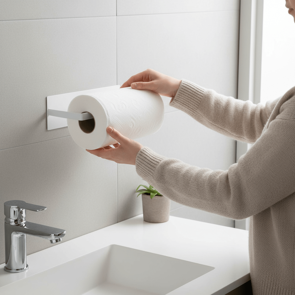 BowLift | NeatHold – Space-Saving Mounted Paper Towel Holder with Durable Iron Design